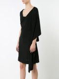 asymmetric sleeves V-neck dress