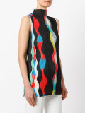 high neck pleated tank