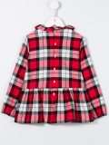 ruffled collar check blouse