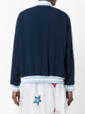 striped sleeve varsity bomber