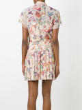 birds print pleated dress