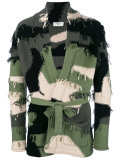 shawl lapel belted cardigan