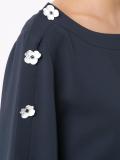 flower appliqué boatneck blouse