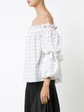 polka dots off-shoulders blouse
