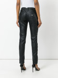 coated slim fit trousers