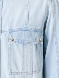 collarless denim shirt