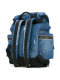 patch distressed denim backpack