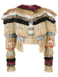 metallic fringed cropped jacket