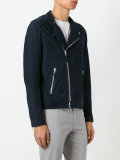 slim fitting biker jacket with silver tone hardware