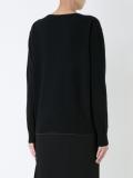metallic trim crew neck jumper