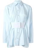 belt pleated shirt