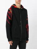 embroidered sleeve zip hoodie 