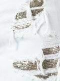 distressed mesh insert denim skirt