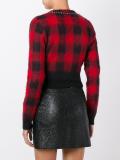 checked cropped cardigan