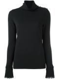 scalloped turtleneck top