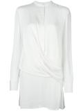 draped front satin blouse