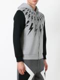 lightning print zipped hoodie