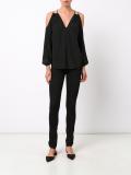 cold-shoulder V-neck blouse