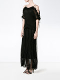 pleated cold-shoulder dress