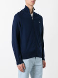 embroidered logo zip up cardigan 