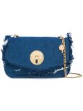 frayed denim shoulder bag 