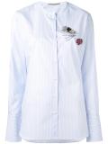 collarless striped shirt