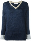 contrast v-neck sweater