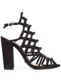 block heel caged sandals
