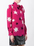 star print pussy bow blouse