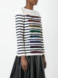 embroidered boat neck sweater