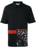 leopard print panel polo shirt