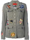 multi patch military jacket 
