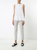 neck placket sleeveless tank