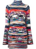 multi-pattern turtleneck sweater