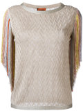 fringed metallic blouse