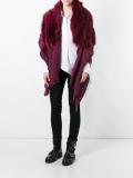 fur panel tweed shawl