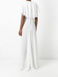 macramé neck ruffled gown