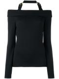 cold shoulder buckled jumper