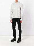 ribbed trim long sleeve top