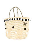 Pom pom straw tote 