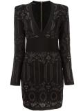 embroidered pattern fitted dress