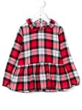 ruffled collar check blouse