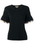 T-shirt with check trim ruffles
