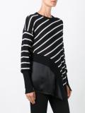 striped asymmetric knit blouse