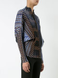 geometric print plissé blouse