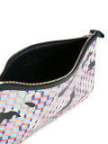 geometric print zipped clutch