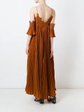 pleated off shoulder dress