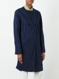 collarless buttoned coat