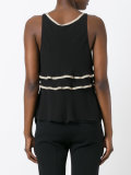 vest with contrast colour neck and frill detail