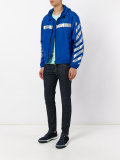 stripe hooded jacket
